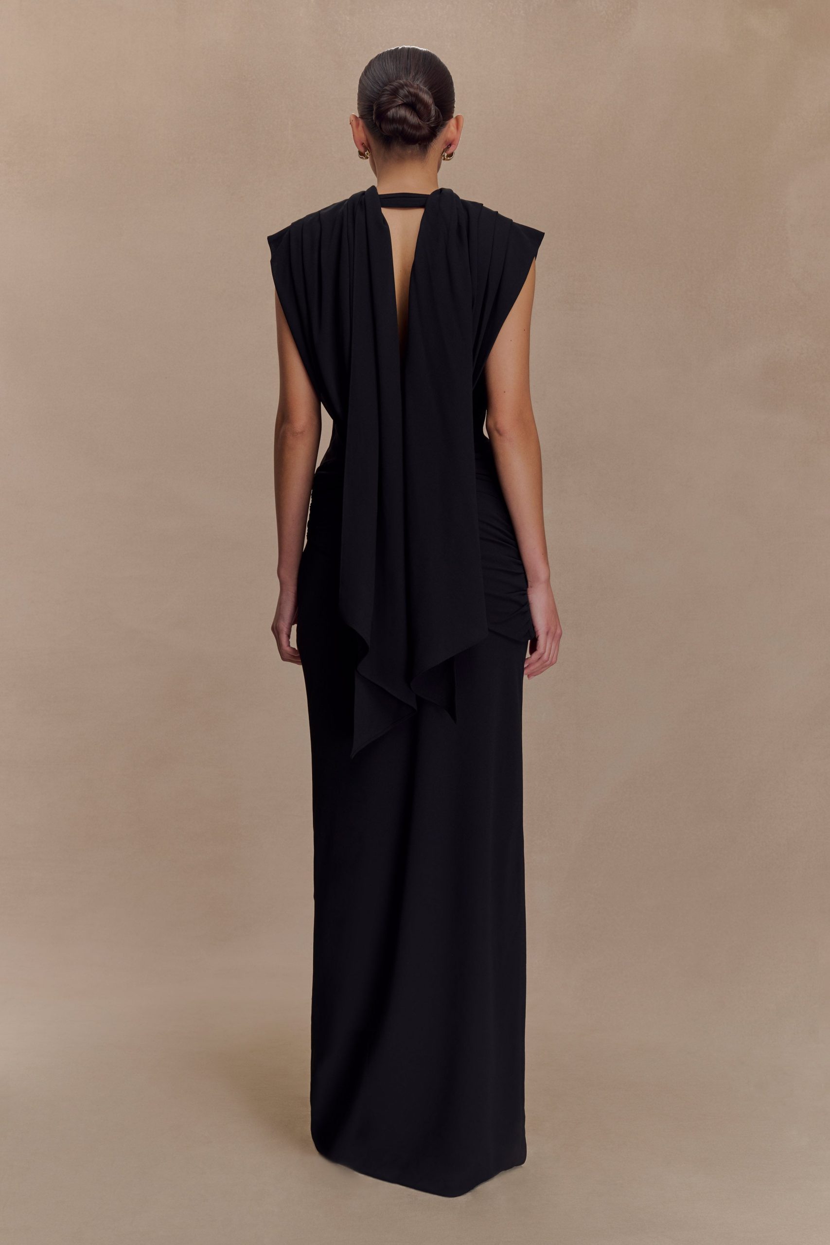 Giulia Chiffon Draped Maxi Dress - Black - Image 2