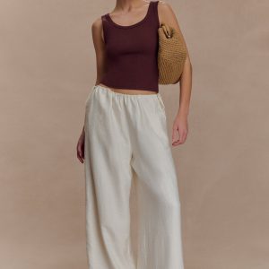Callum Drawstring Straight Leg Pants - White