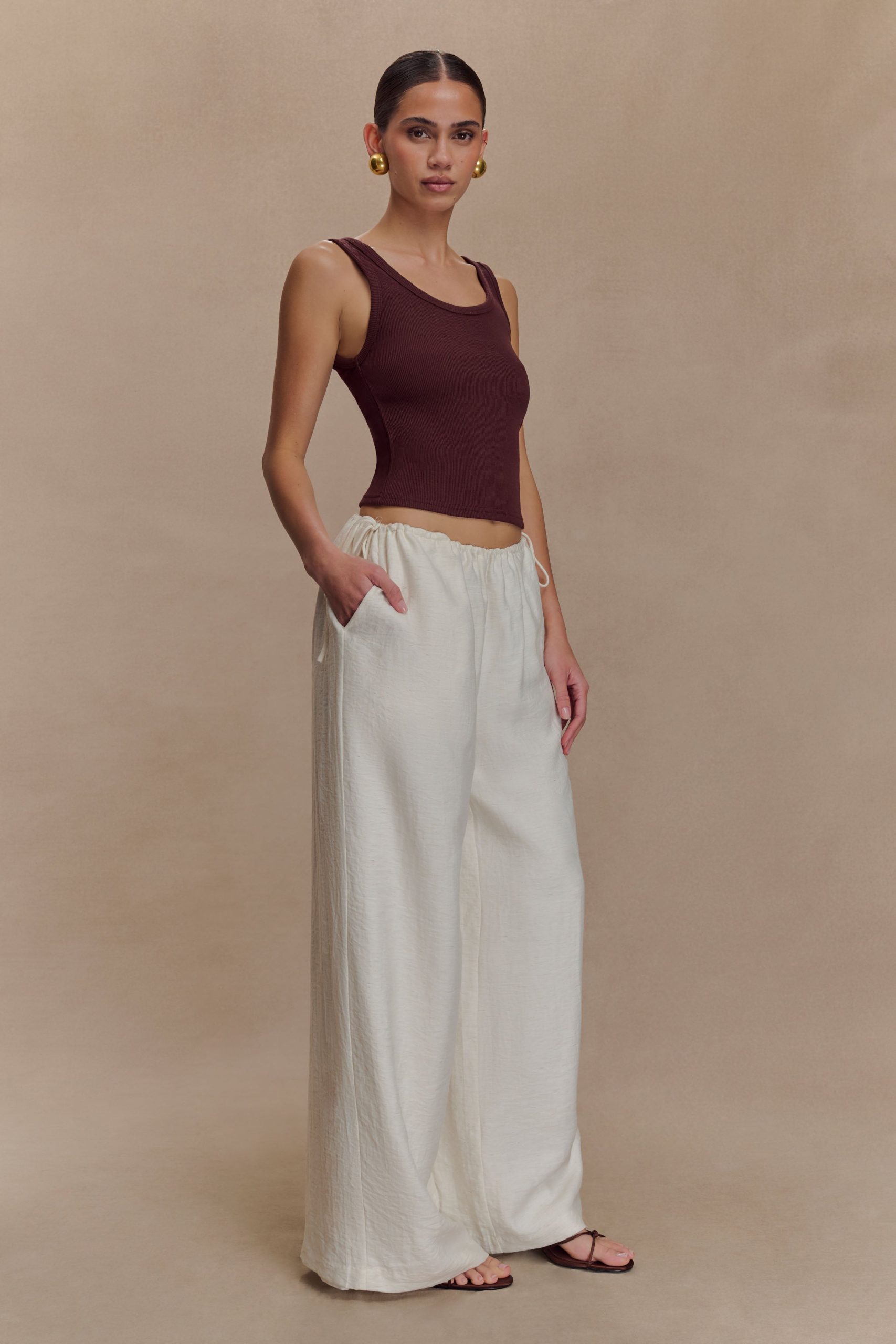 Callum Drawstring Straight Leg Pants - White - Image 4