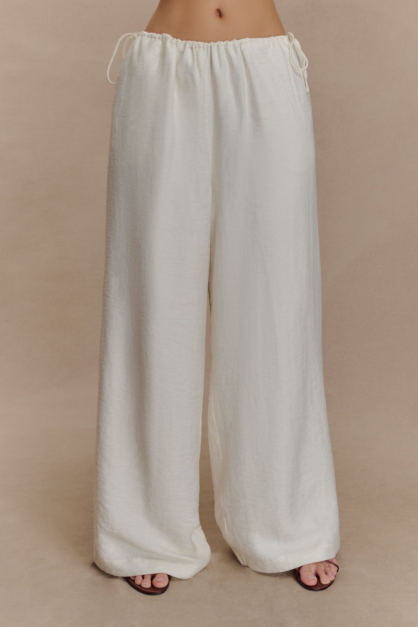 Callum Drawstring Straight Leg Pants - White - Image 5