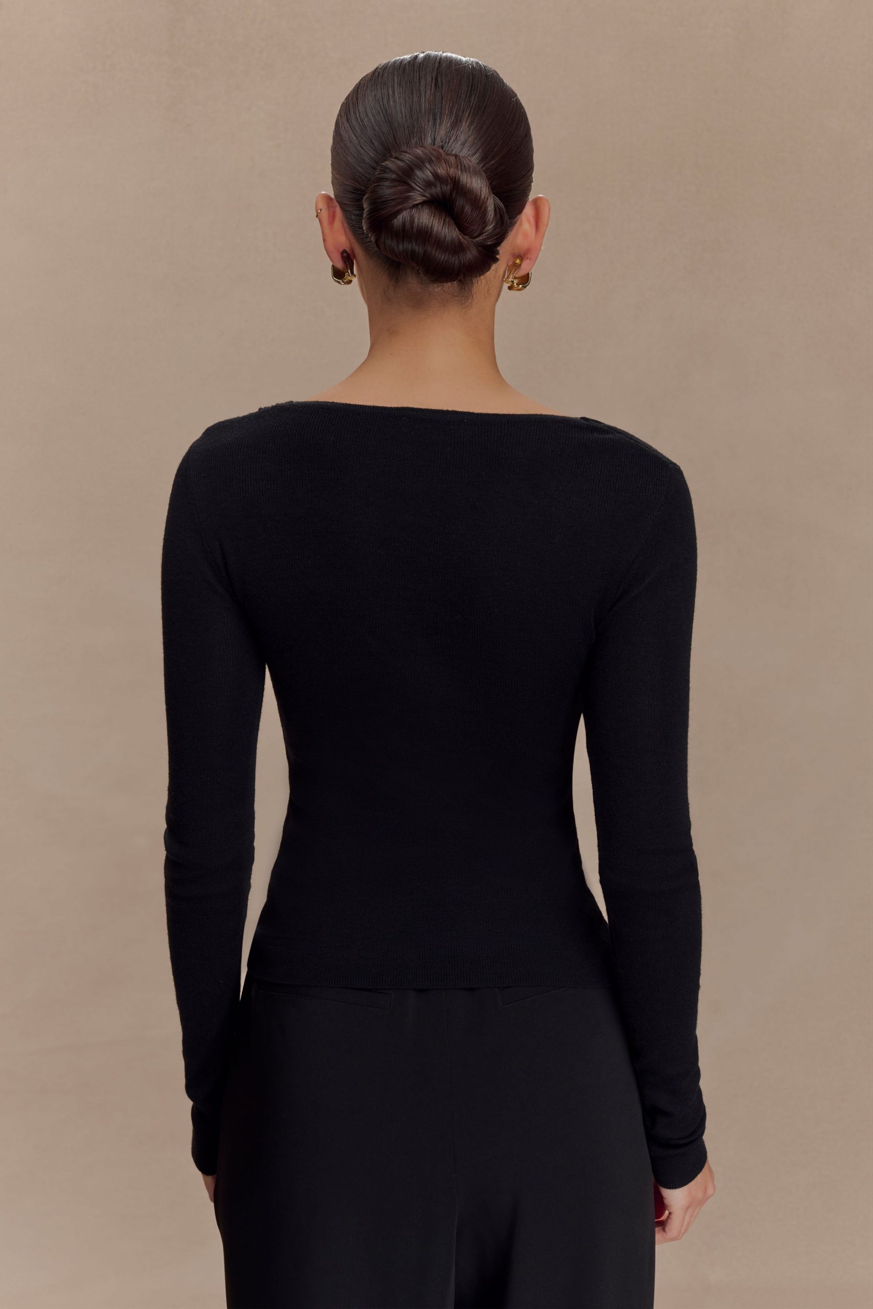 Culver Draped Twist Knit Top - Black - Image 2