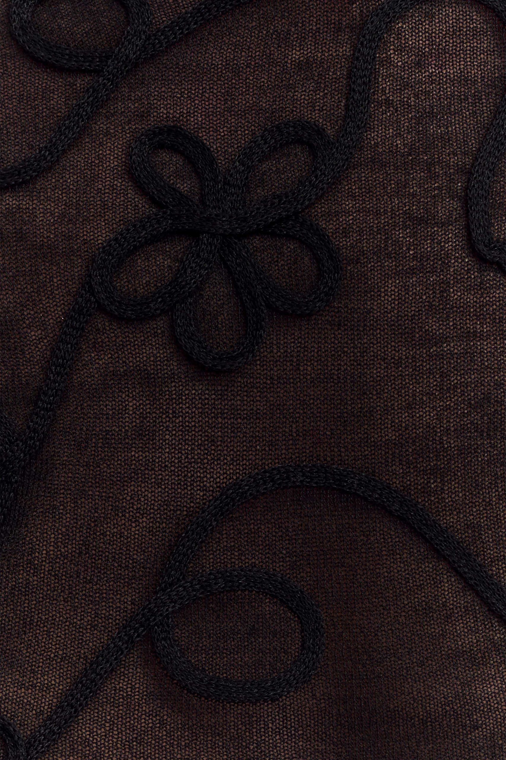 Omari Embroidery Long Sleeve Knit Top - Black - Image 5