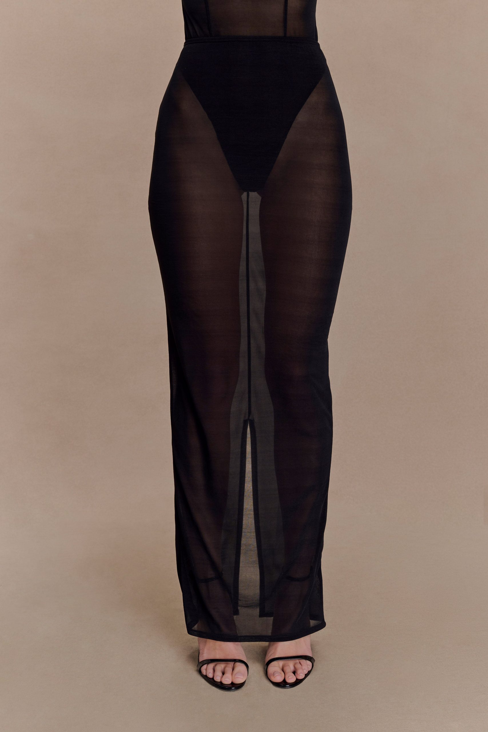 Aoife Mesh Maxi Skirt - Black - Image 5