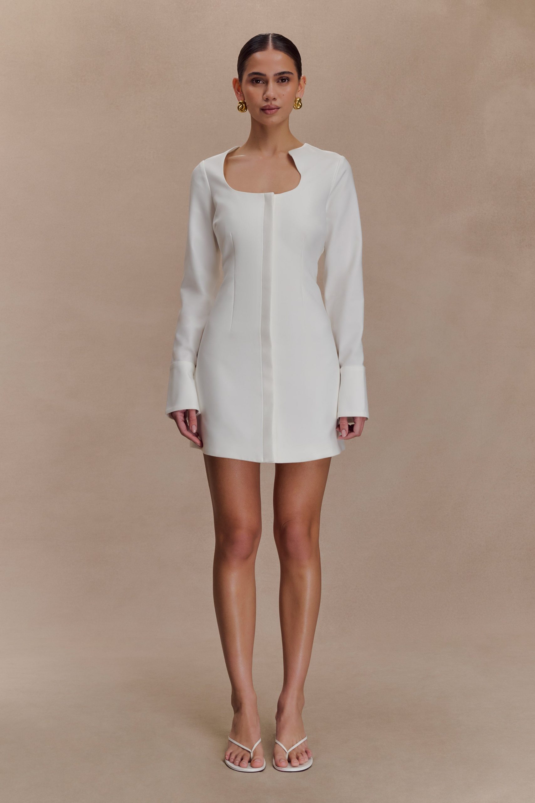 Carina Peplum Cotton Shirt Dress - White - Image 4