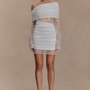 Luxie Lace Knit Mini Dress - Ivory