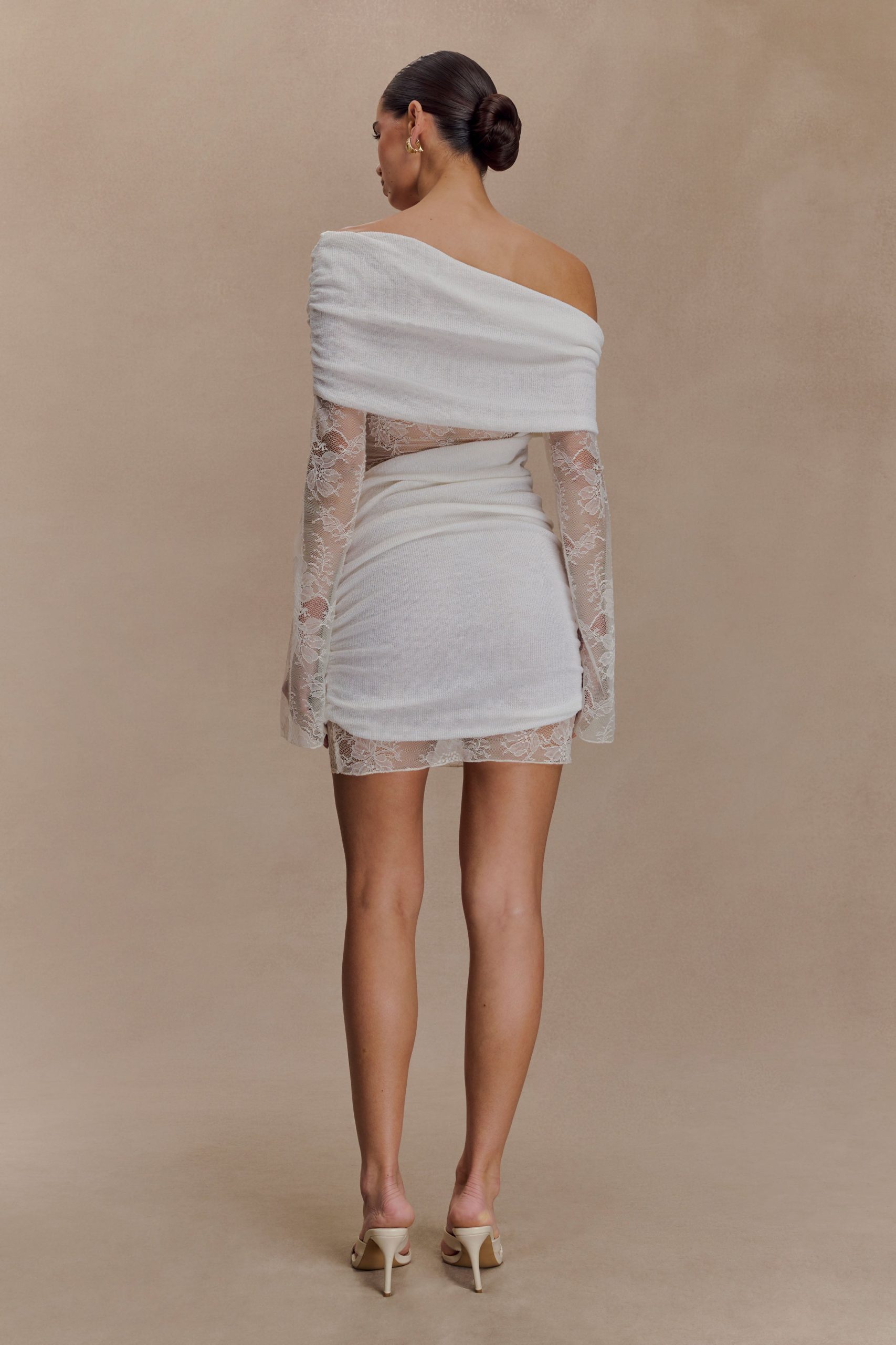 Luxie Lace Knit Mini Dress - Ivory - Image 2