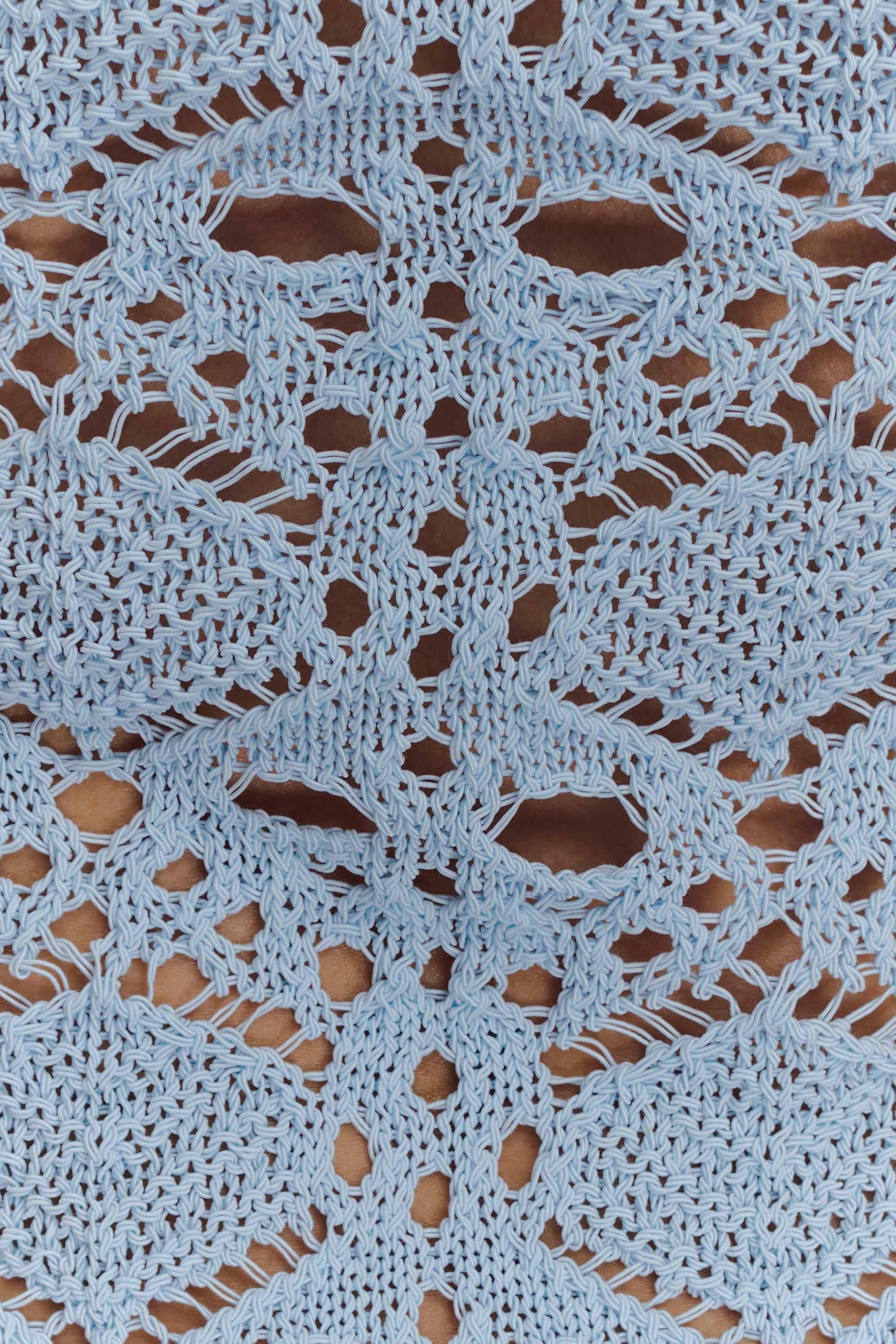 Aeline Strapless Crochet Knit Top - Sky Blue - Image 4