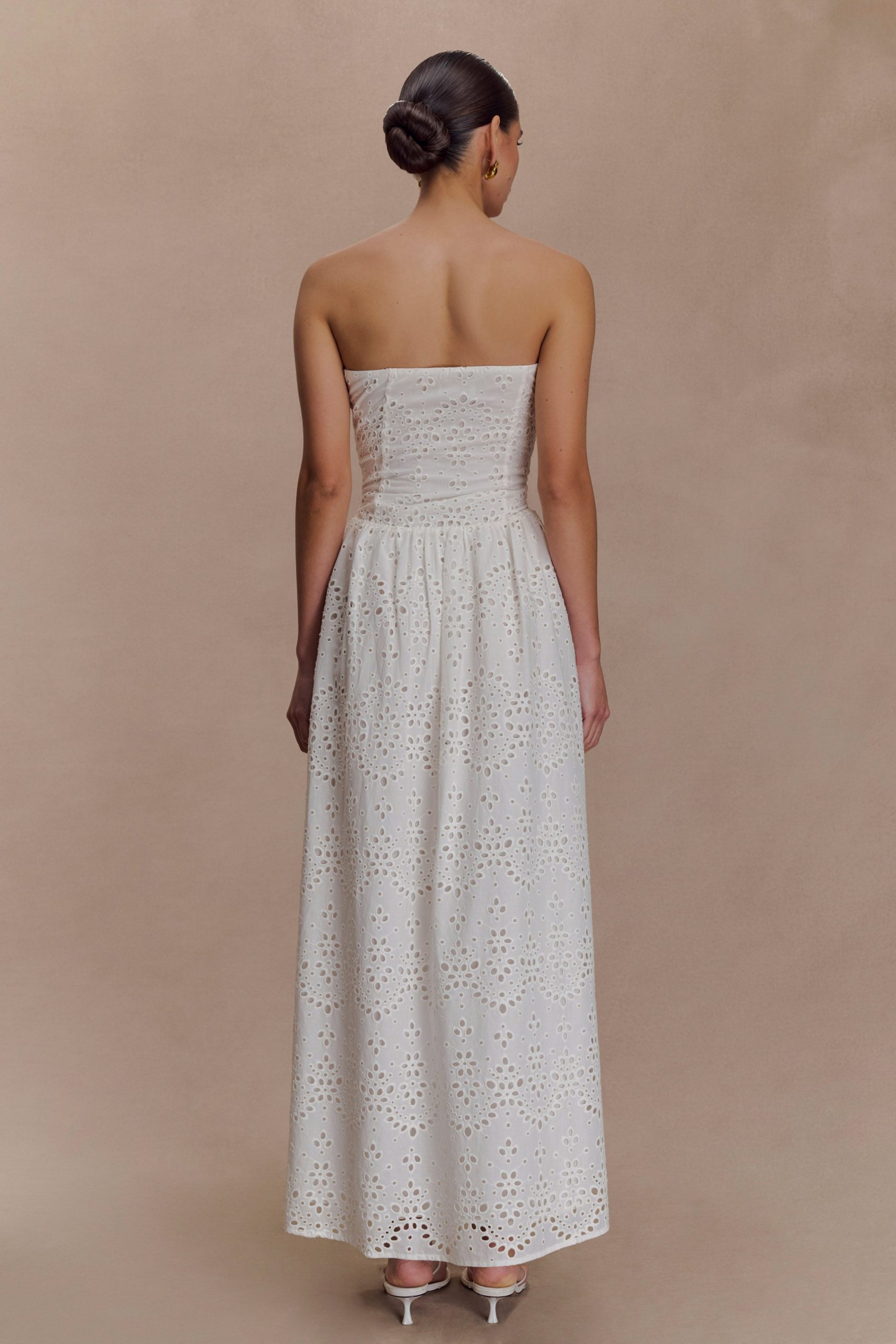 Maureen Broderie Strapless Maxi Dress - White - Image 2