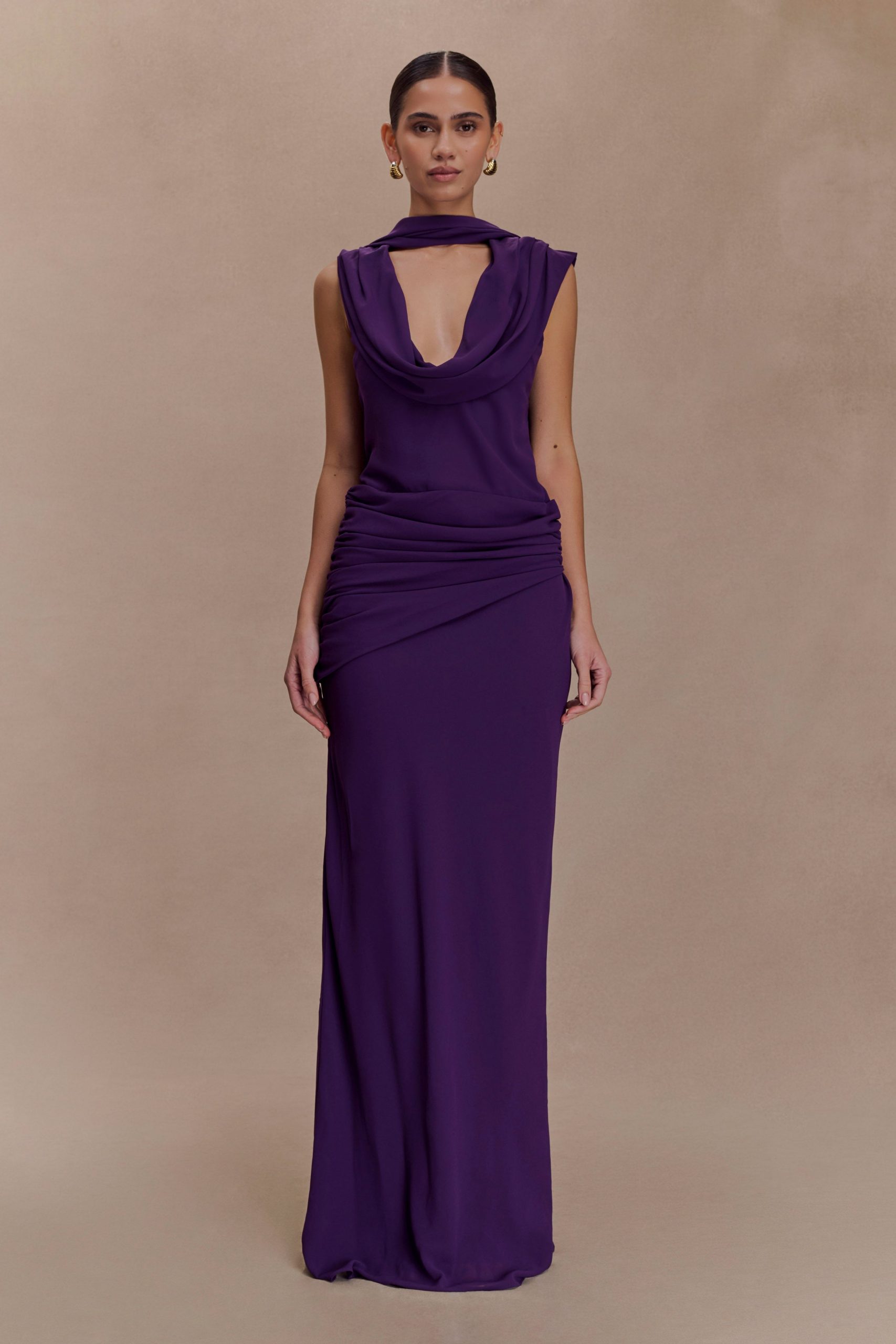 Giulia Chiffon Draped Maxi Dress - Purple - Image 2