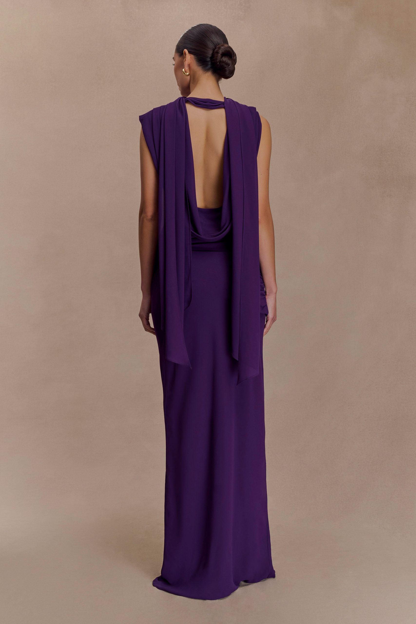 Giulia Chiffon Draped Maxi Dress - Purple - Image 3