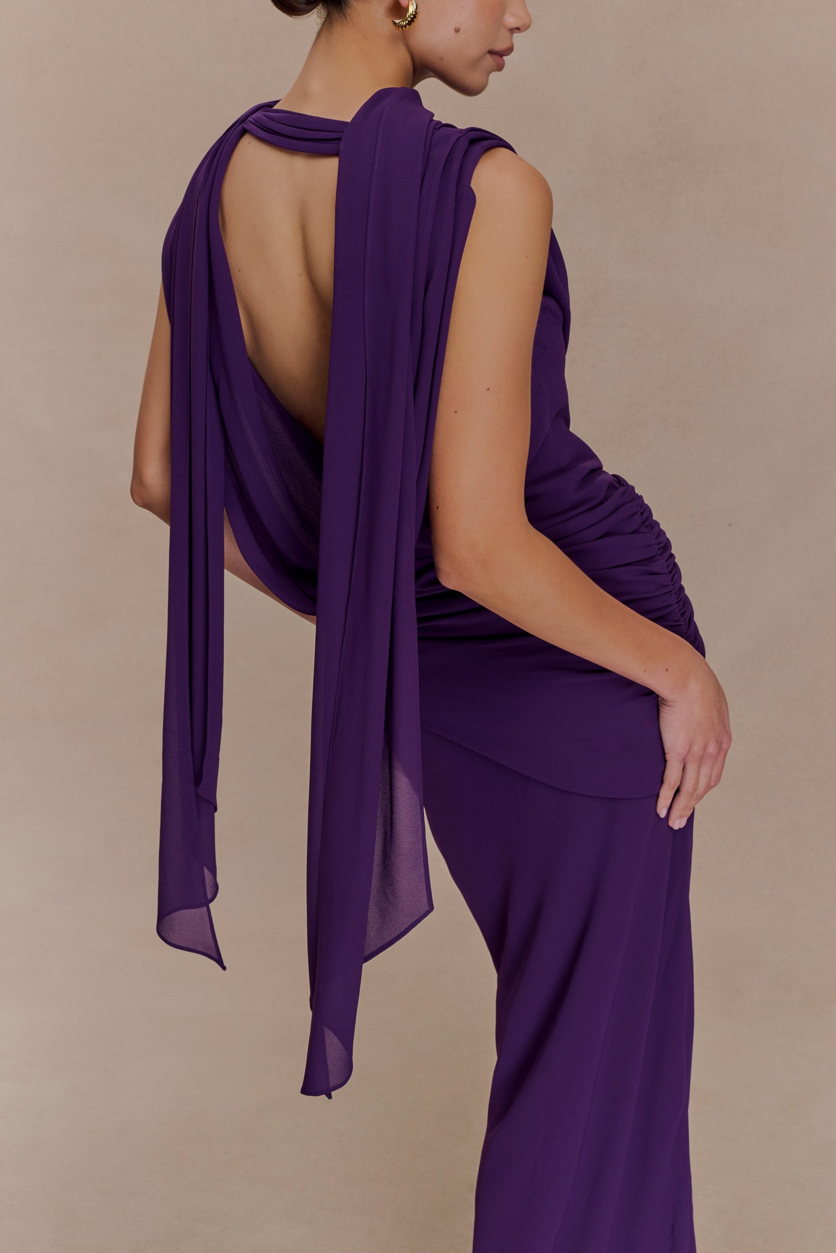 Giulia Chiffon Draped Maxi Dress - Purple - Image 8