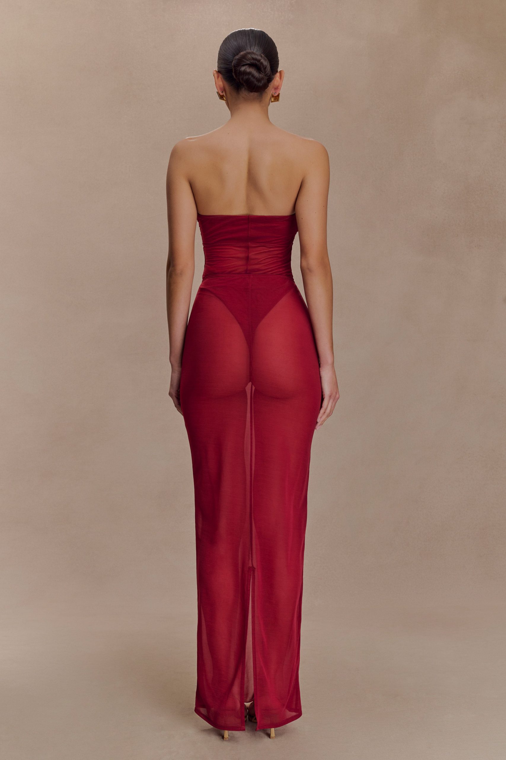 Aoife Mesh Maxi Skirt - Raspberry - Image 2