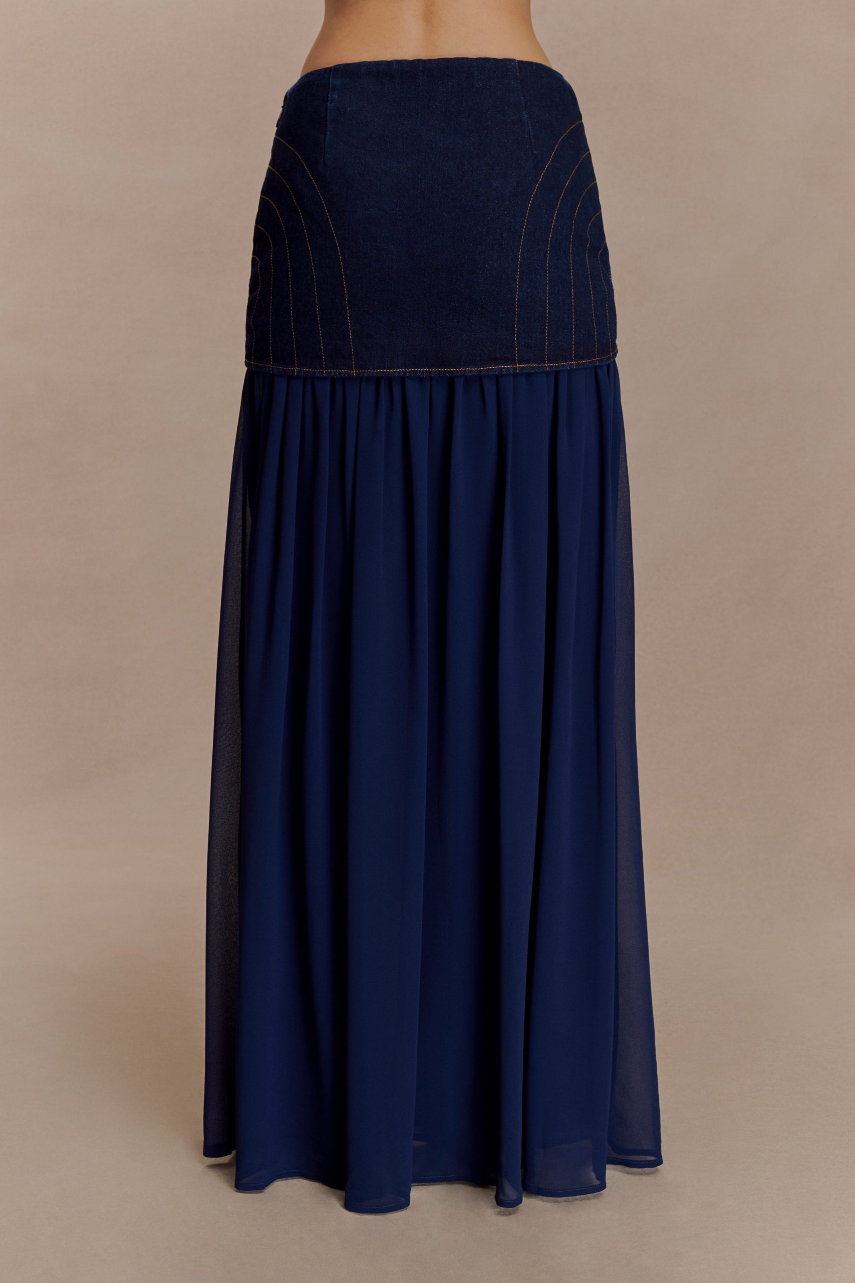 Tully Chiffon Denim Maxi Skirt - Indigo Blue - Image 4
