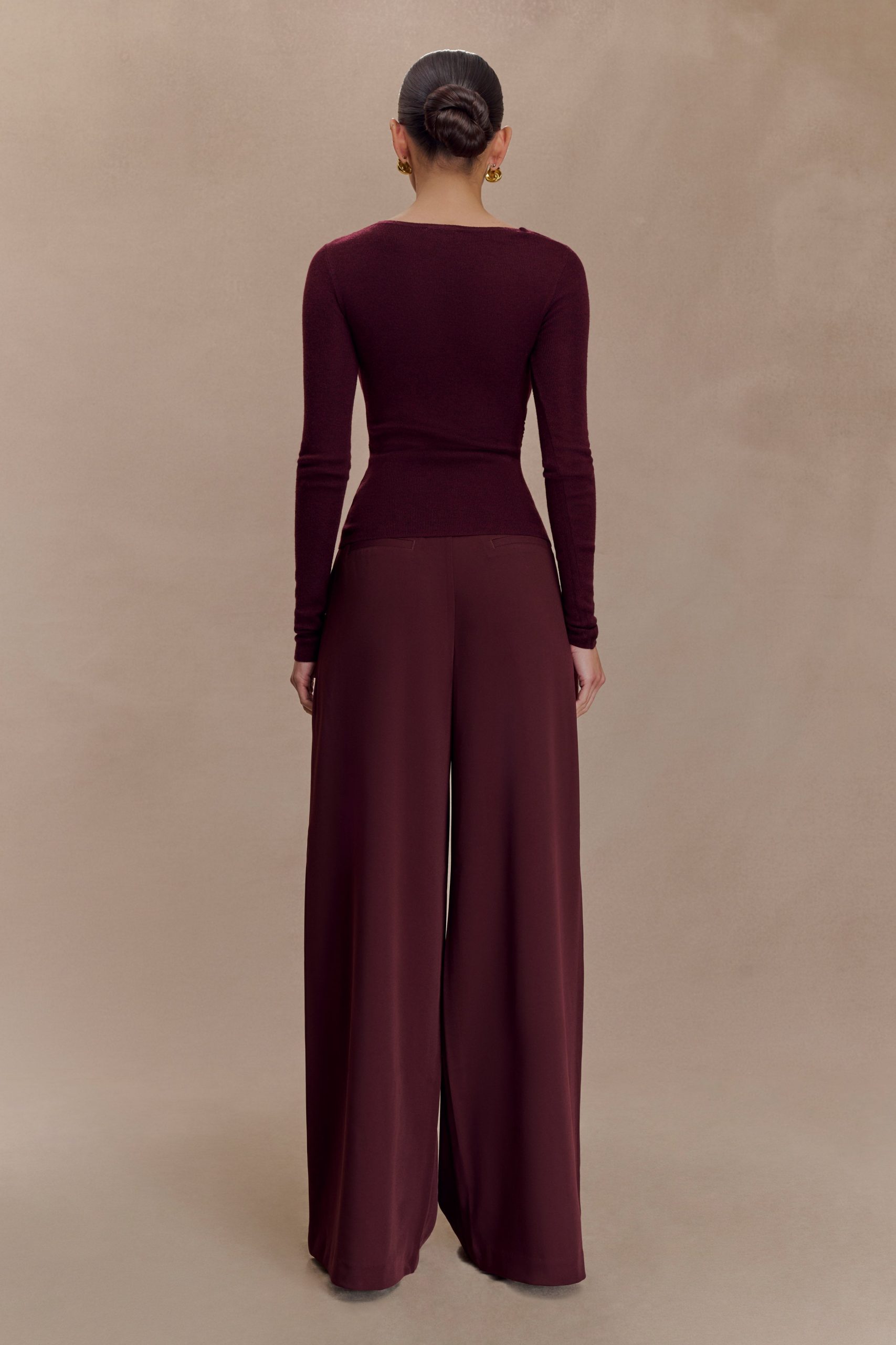 Culver Draped Twist Knit Top - Wine - Image 2