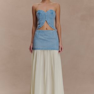 Tully Chiffon Denim Maxi Skirt - 80'S Blue