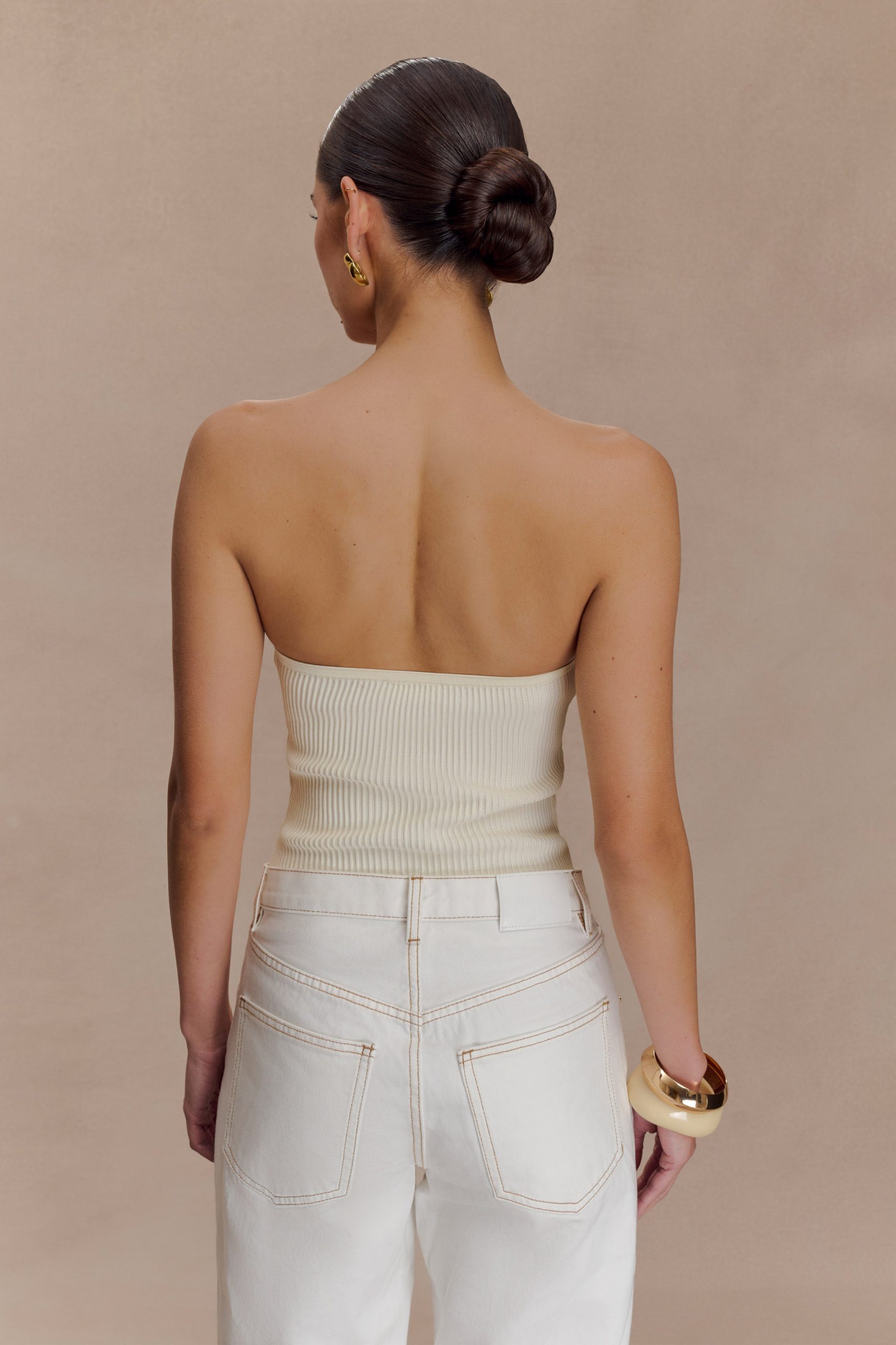 Elodie Strapless Cupped Knit Top - Ivory - Image 2