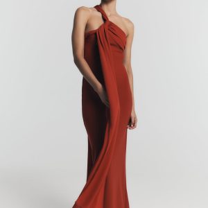 Philippa Knotted Crepe Maxi Dress - Ruby
