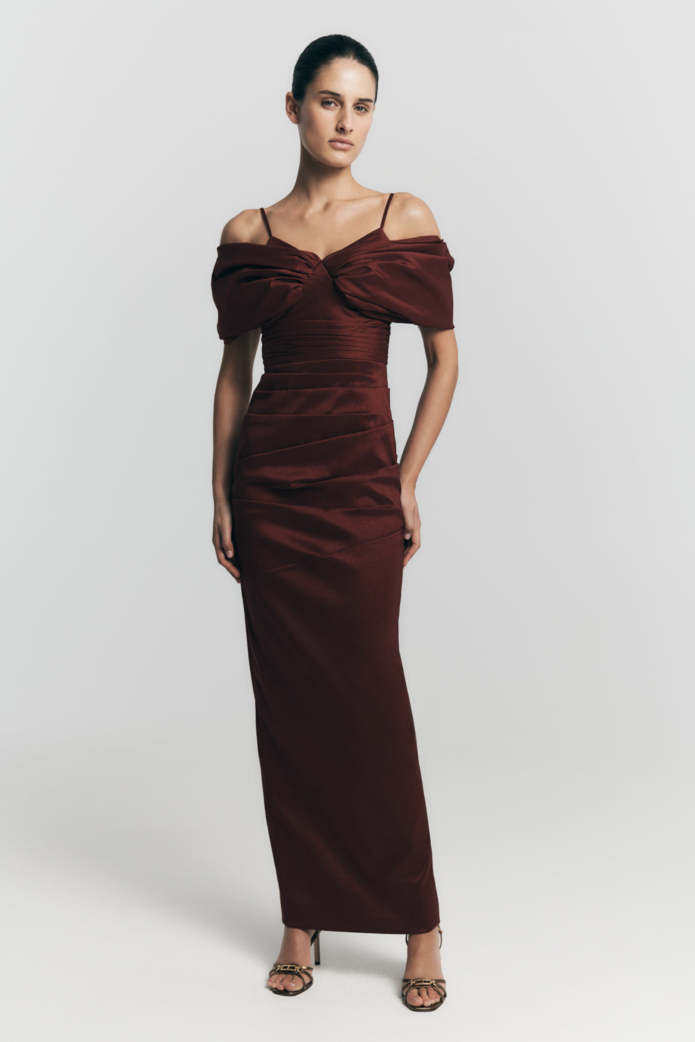 Thelma Bardot Maxi Dress - Wine - Image 10
