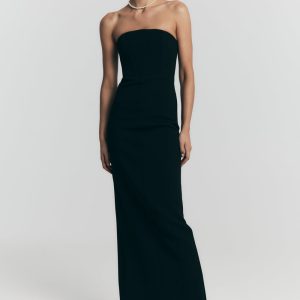 Kalila Strapless Crepe Maxi Dress - Black