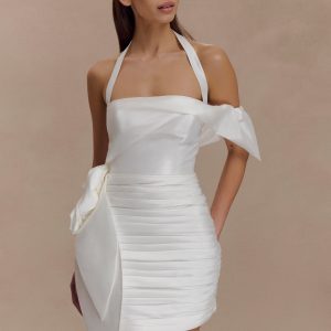 Claudine Taffeta Floral Mini Dress - White