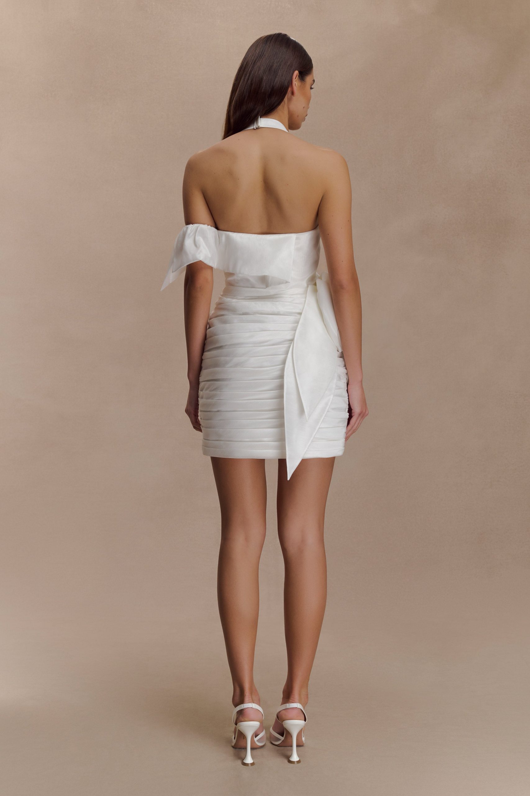 Claudine Taffeta Floral Mini Dress - White - Image 4