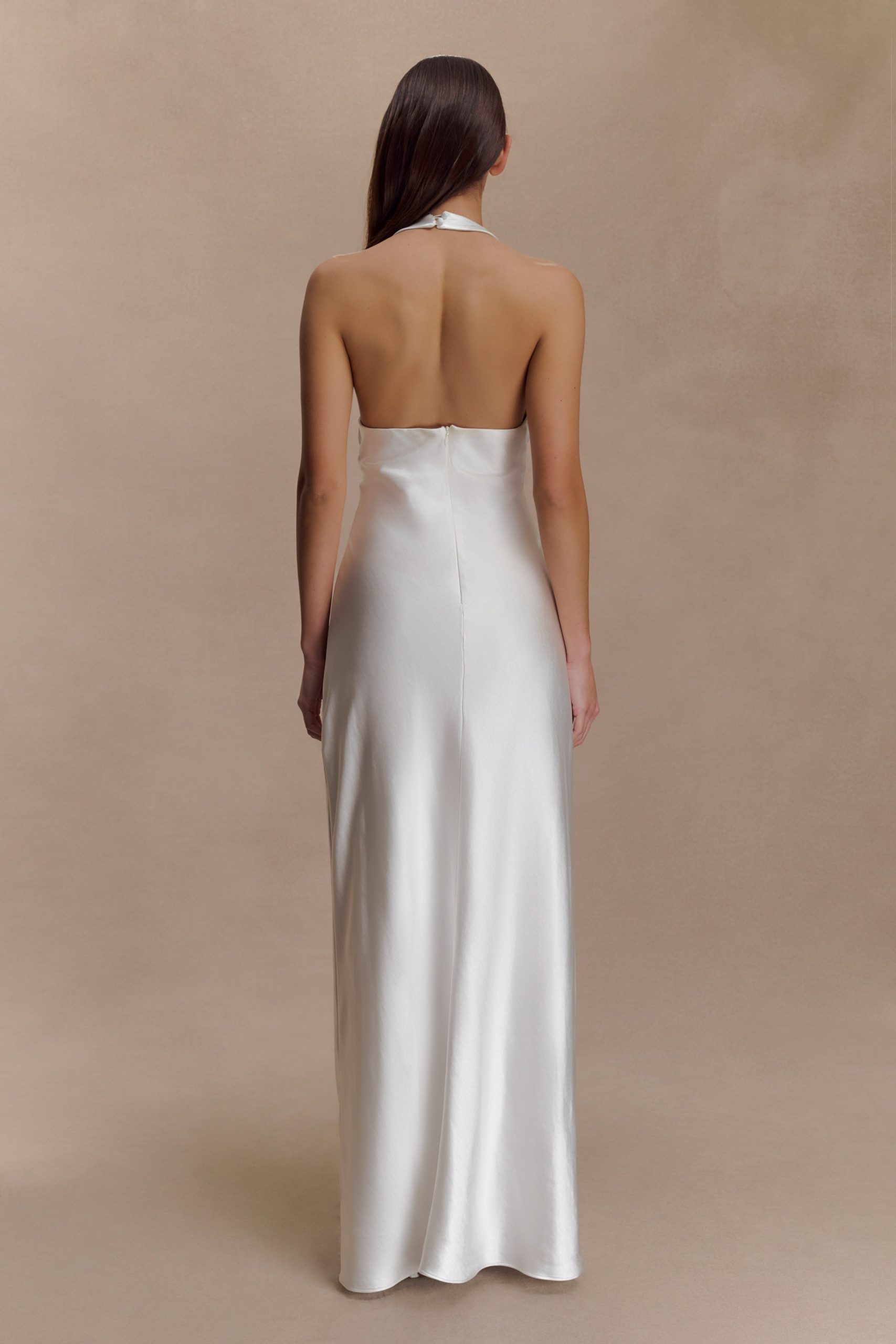 Alice Satin Halter Maxi Dress - White - Image 5