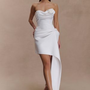Evianna Strapless Gathered Mini Dress - White