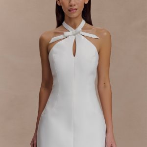 Freya Halter Bow Mini Dress - Ivory
