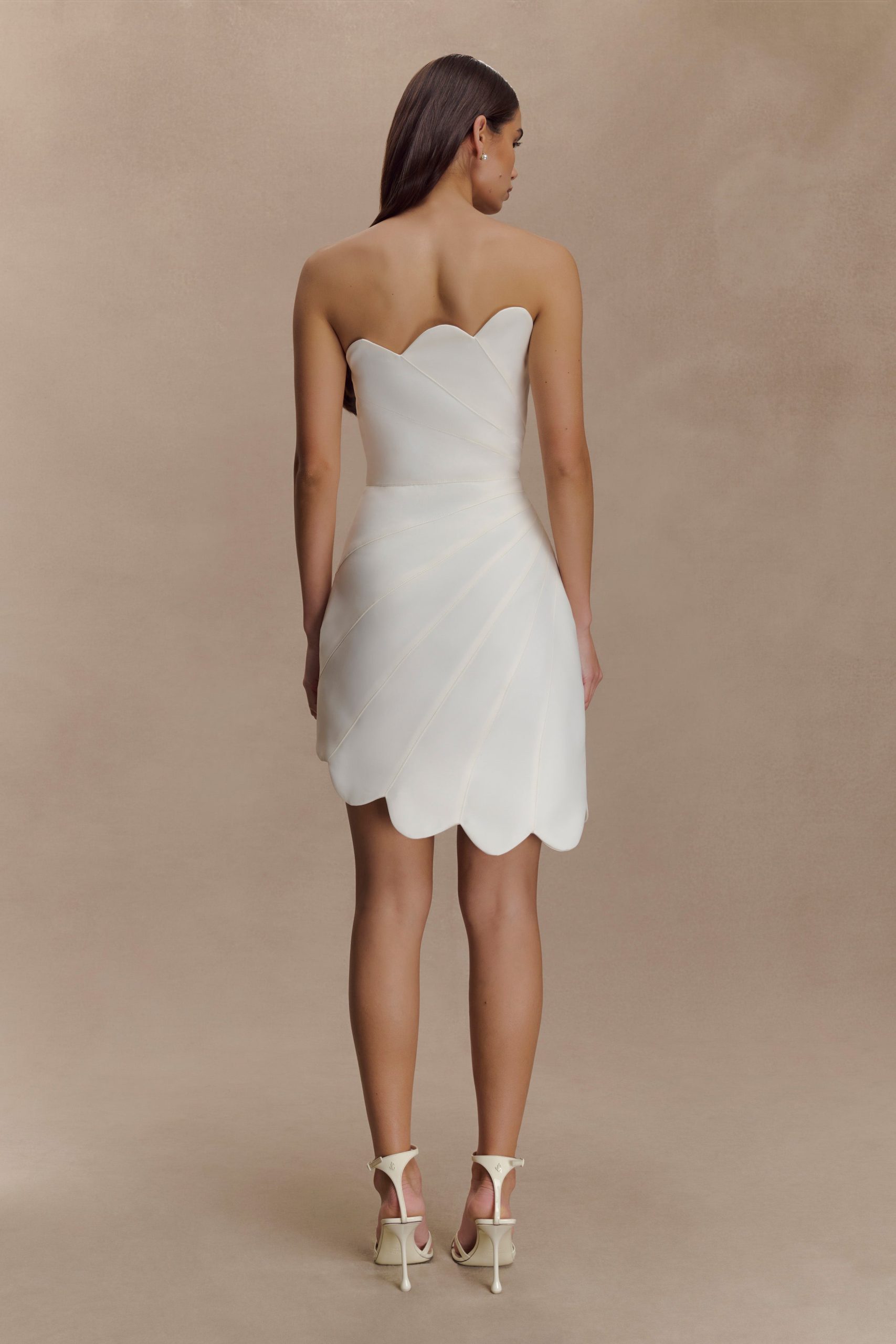 Atenea Satin Mini Dress - White - Image 4