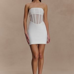 Palmer Mesh Corset Mini Dress - Ivory