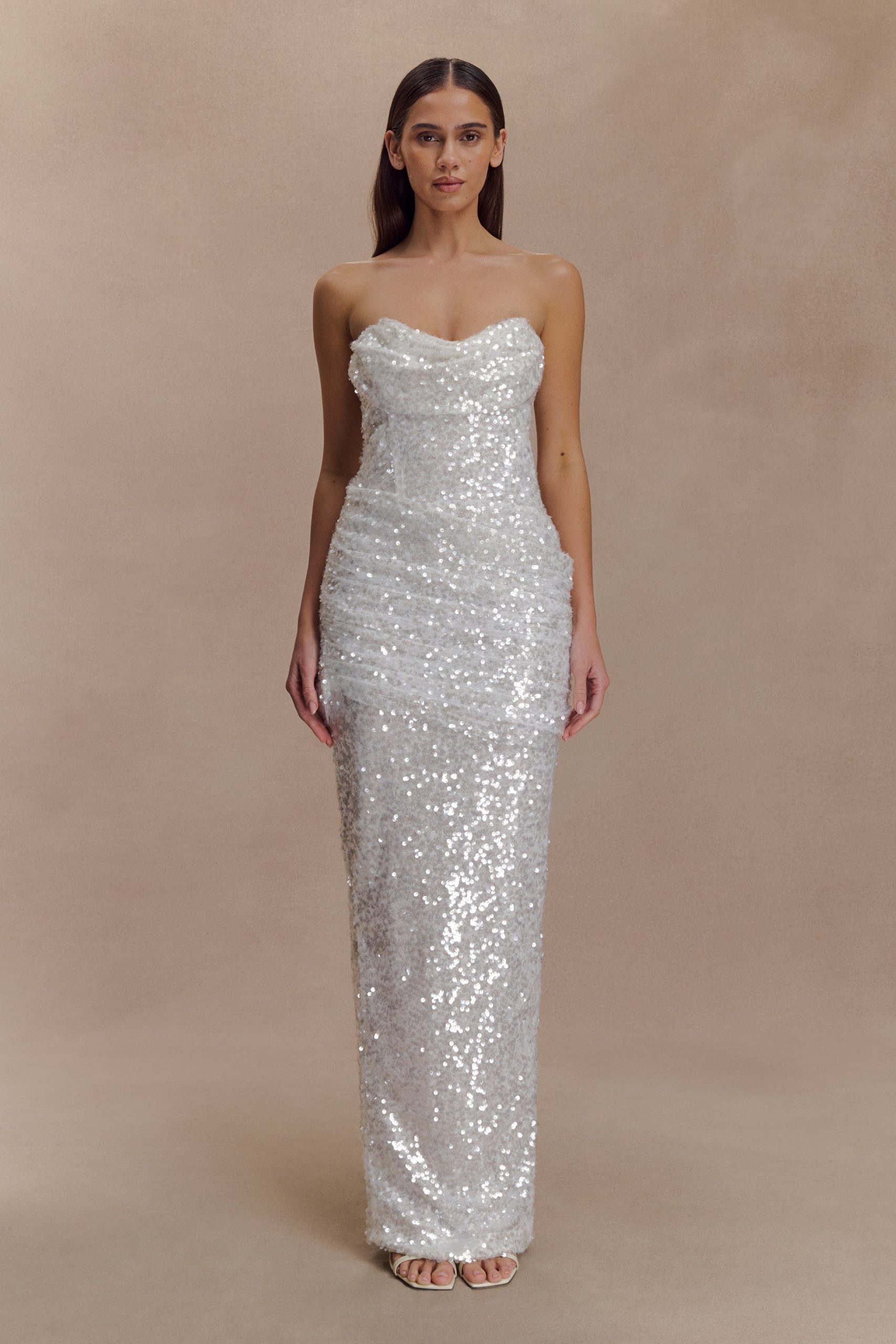 Nala Strapless Sequin Maxi Dress - Ivory - Image 4
