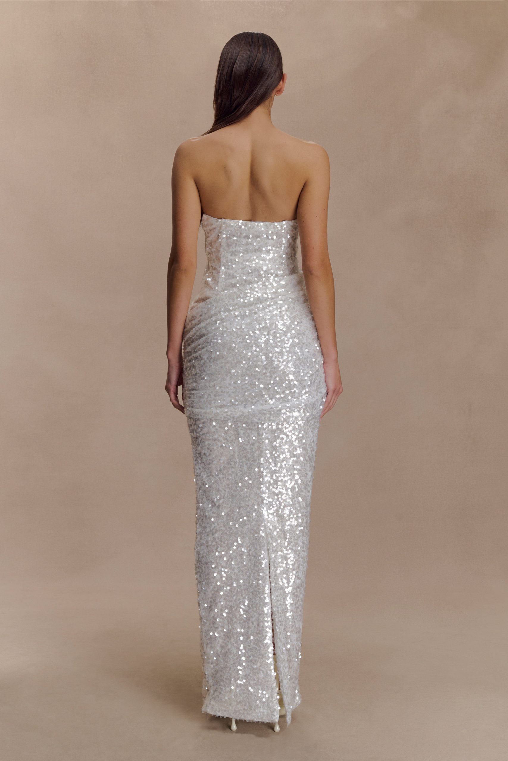 Nala Strapless Sequin Maxi Dress - Ivory - Image 5