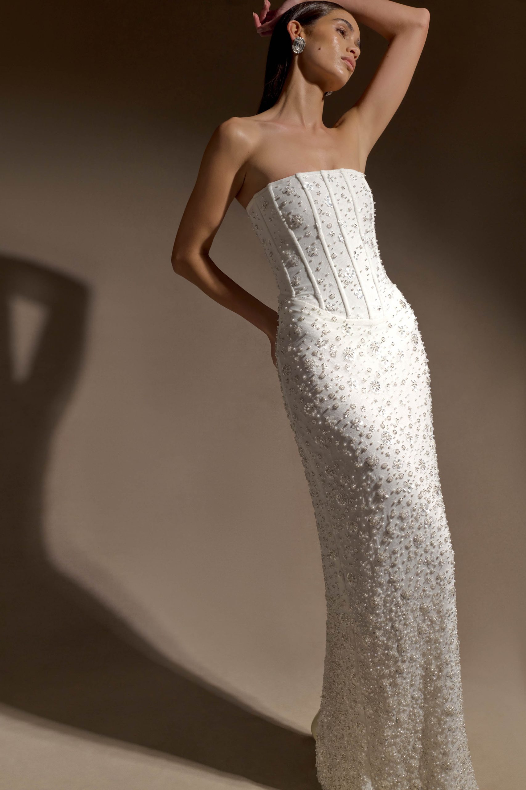 Gemma Strapless Embellished Maxi Dress - Ivory - Image 7