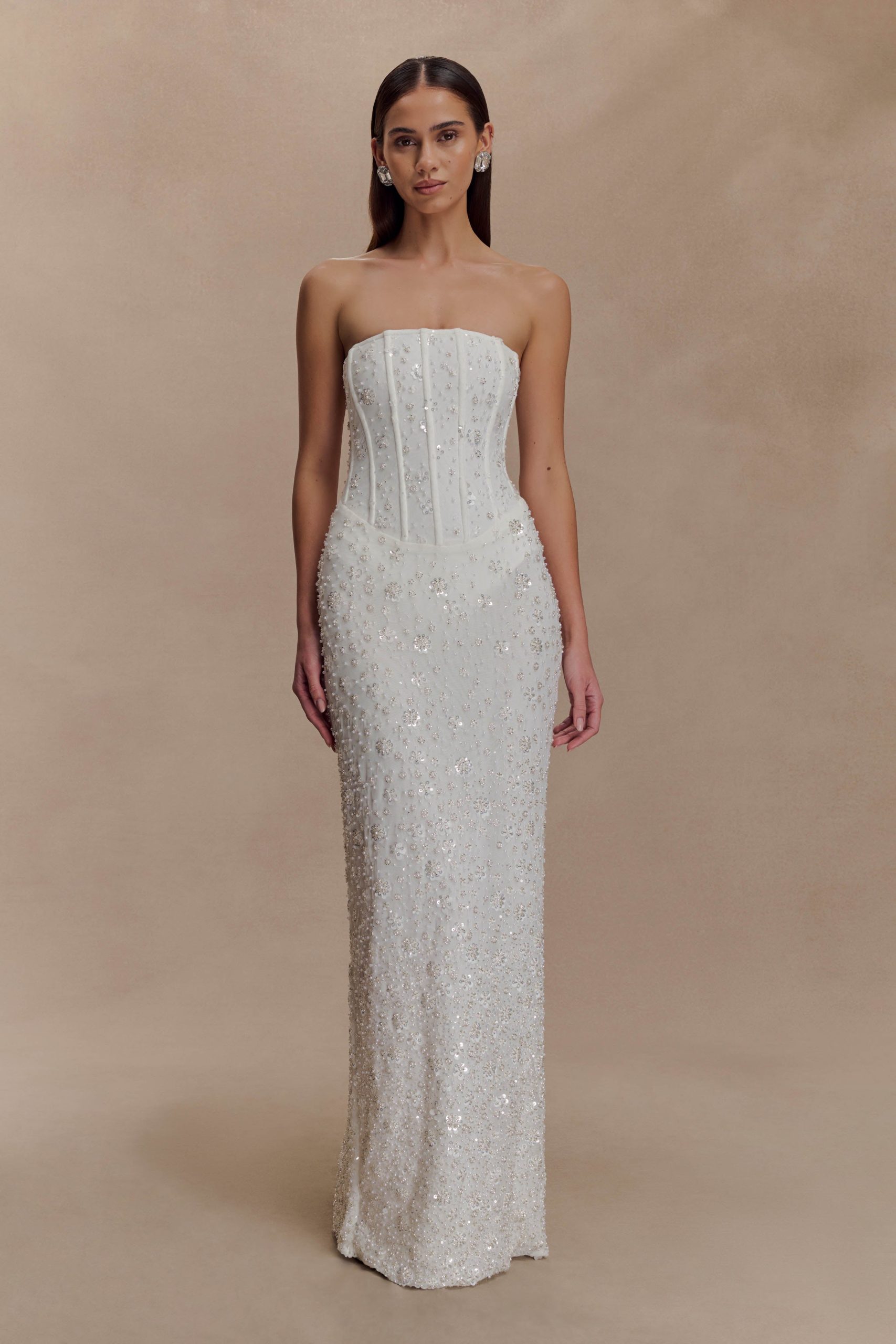 Gemma Strapless Embellished Maxi Dress - Ivory - Image 3
