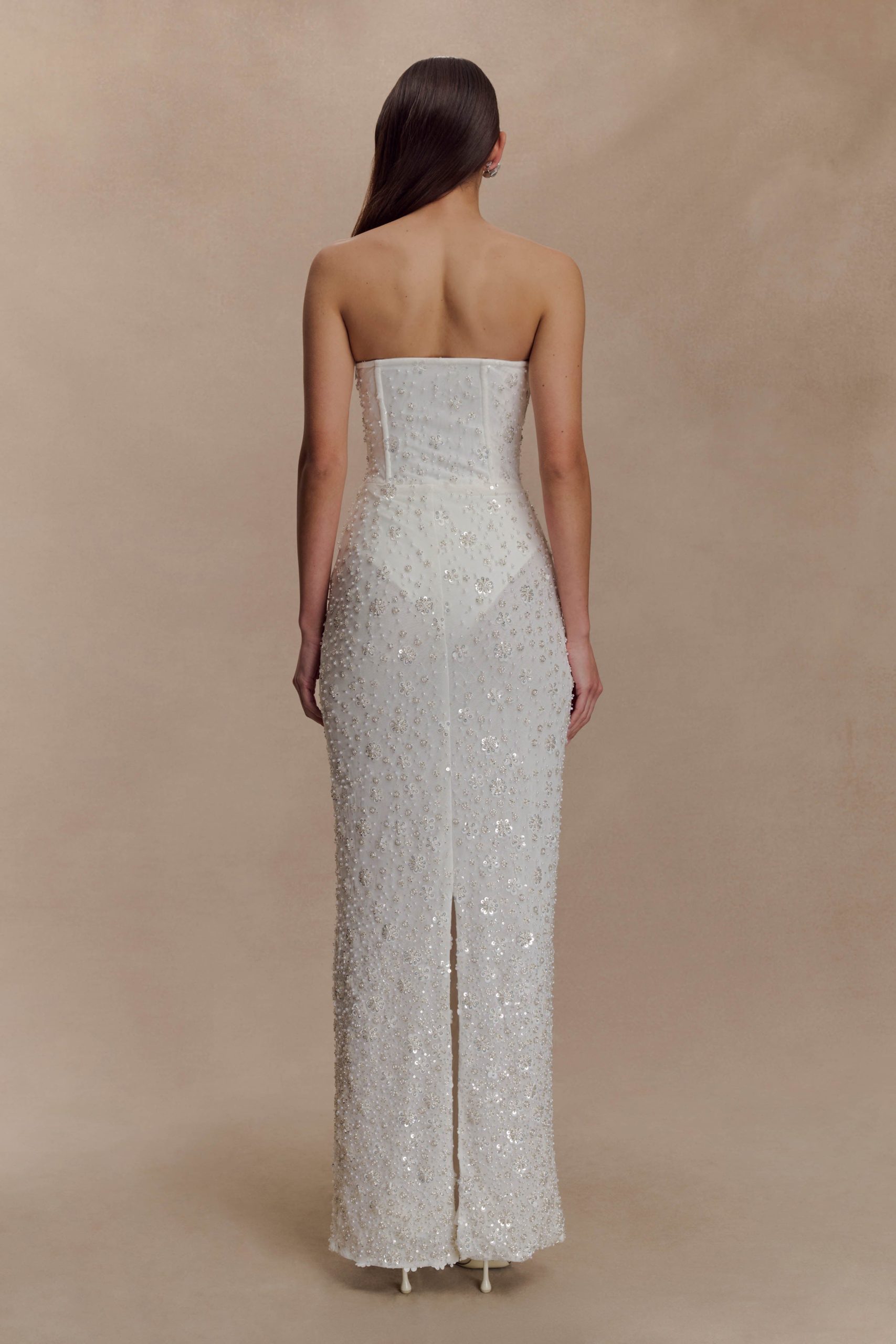 Gemma Strapless Embellished Maxi Dress - Ivory - Image 4