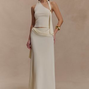 Bowie Low Rise Knit Maxi Skirt - Ivory