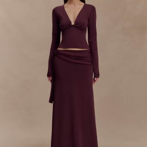 Bowie Low Rise Knit Maxi Skirt - Dark Chocolate
