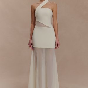 Vashti Cut Out Mesh Maxi Dress - Ivory