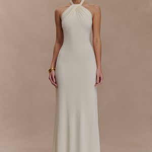 Elyna Slinky Halter Maxi Dress - Ivory