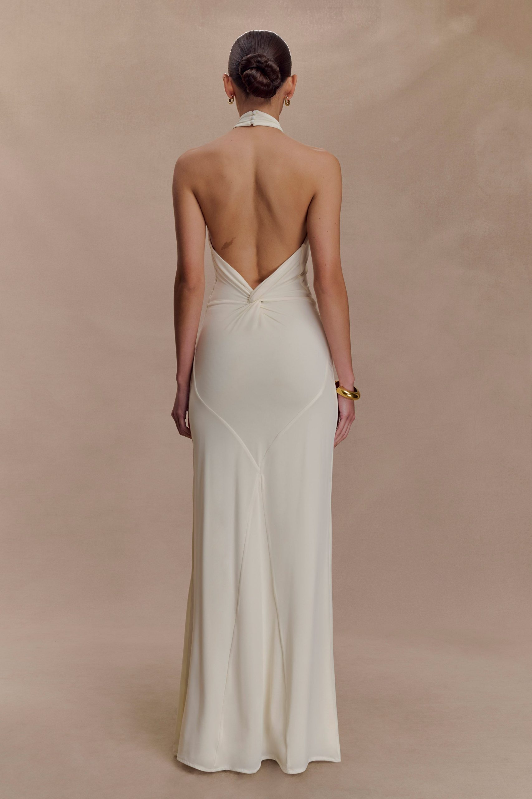 Elyna Slinky Halter Maxi Dress - Ivory - Image 2