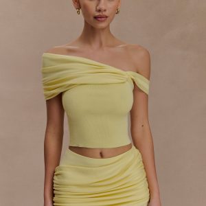 Irene Gathered Knit Top - Lemon