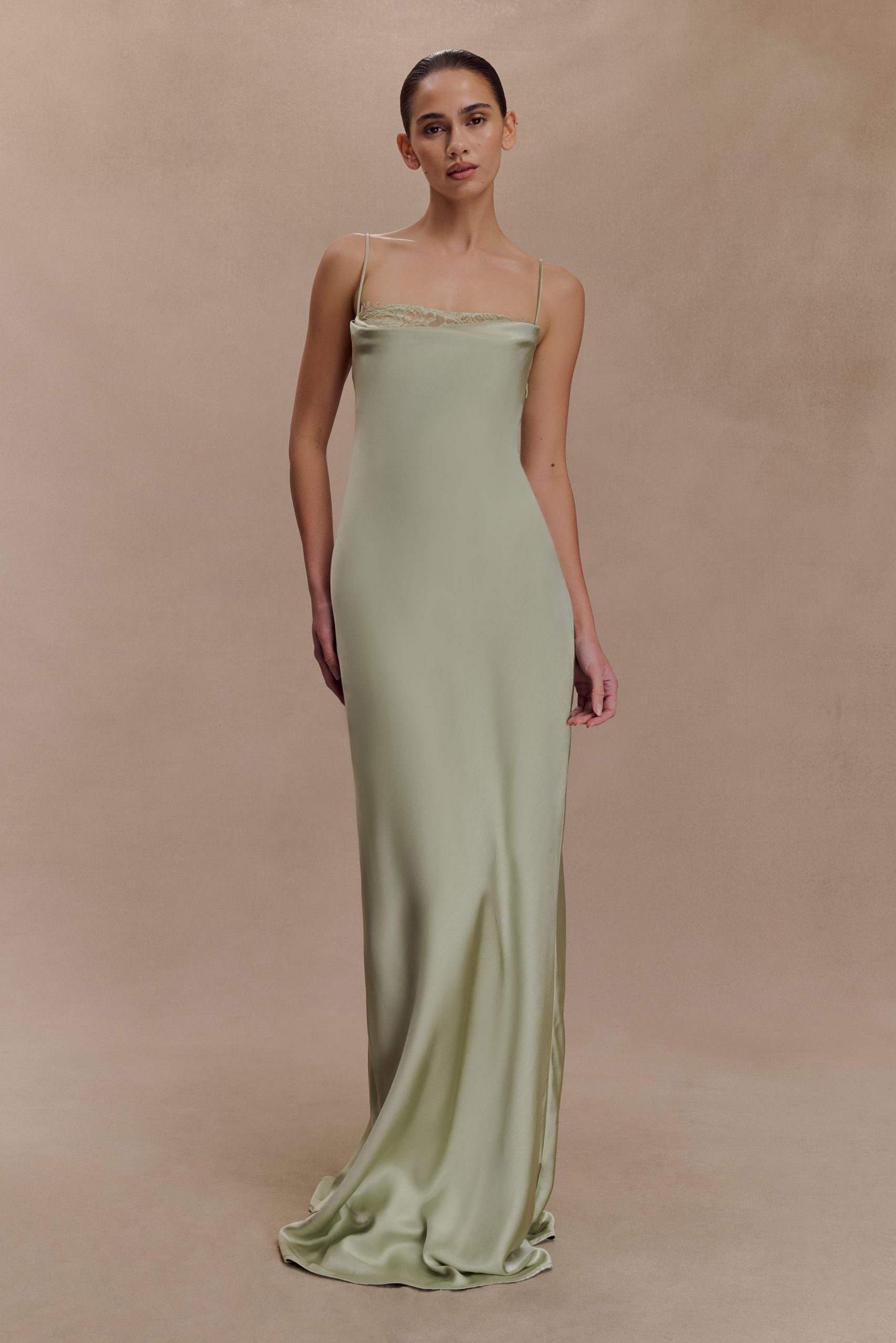 Isadora Lace & Satin Maxi Dress - Sage - Image 4