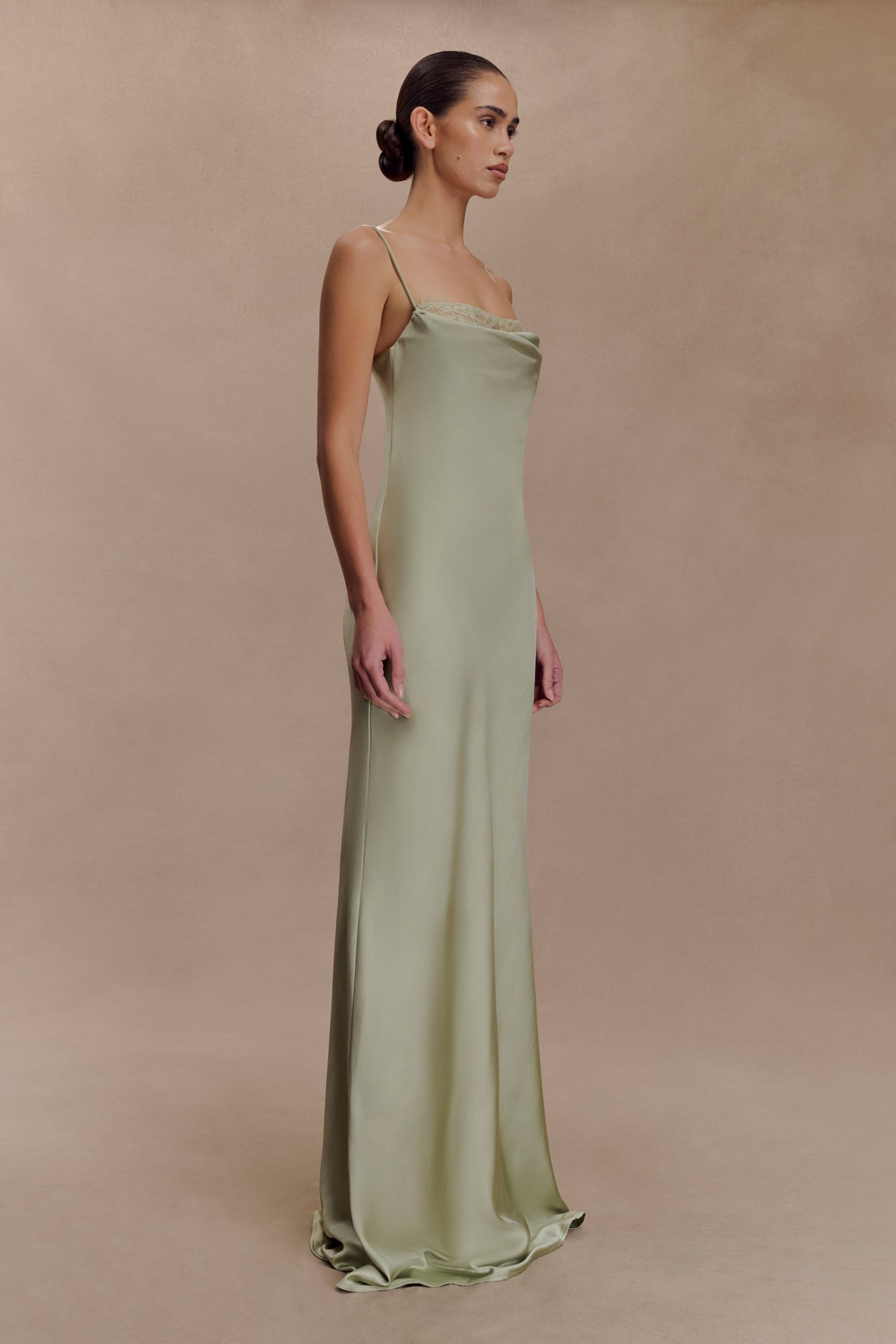 Isadora Lace & Satin Maxi Dress - Sage - Image 5