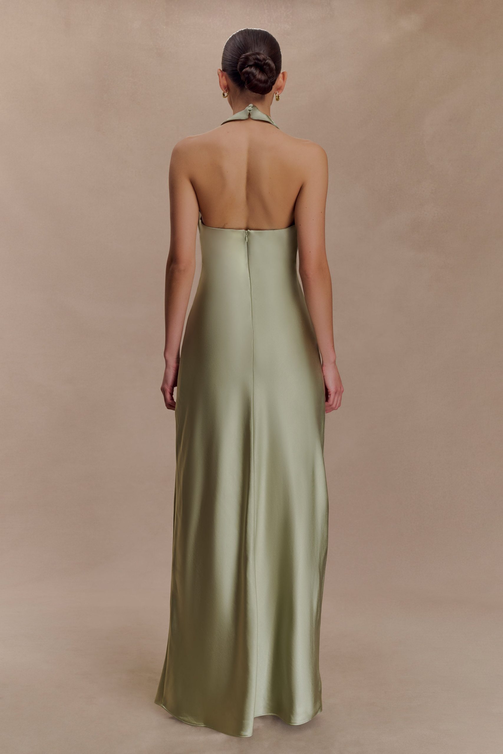 Alice Satin Halter Maxi Dress - Sage - Image 4