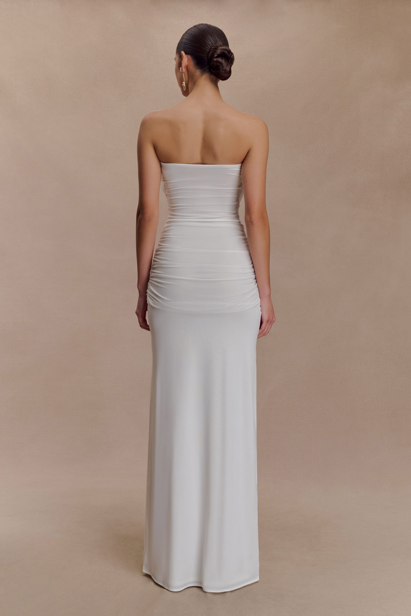 Mirren Strapless Slinky Maxi Dress - White - Image 2