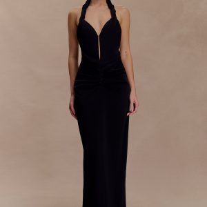 Vivianne Low Neck Maxi Dress - Black