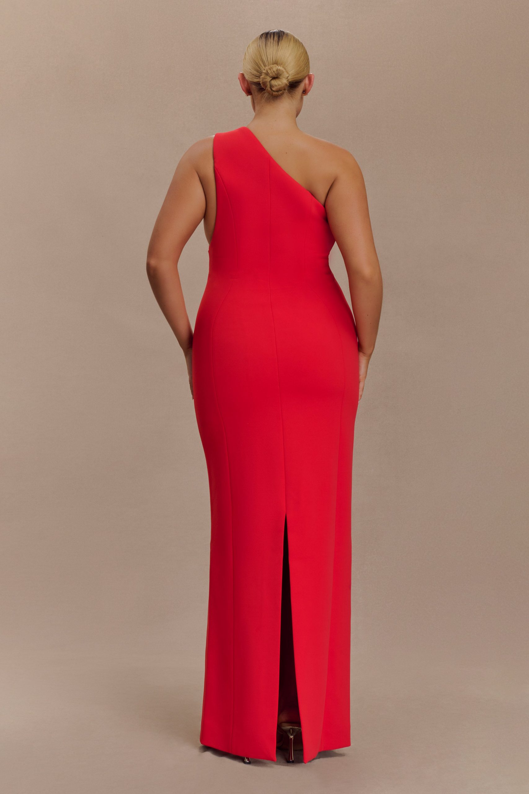 Milena One Shoulder Crepe Maxi Dress - Red - Image 5