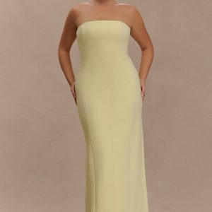 Kalila Strapless Crepe Maxi Dress - Lemon