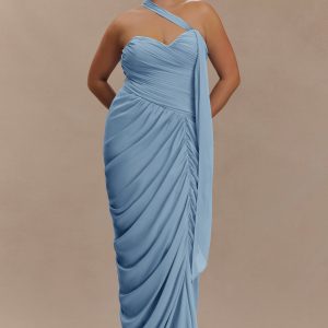 Micaela Chiffon Gathered Maxi Dress - Alaskan Blue