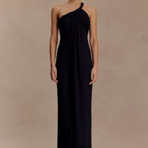 Philippa Knotted Crepe Maxi Dress - Black